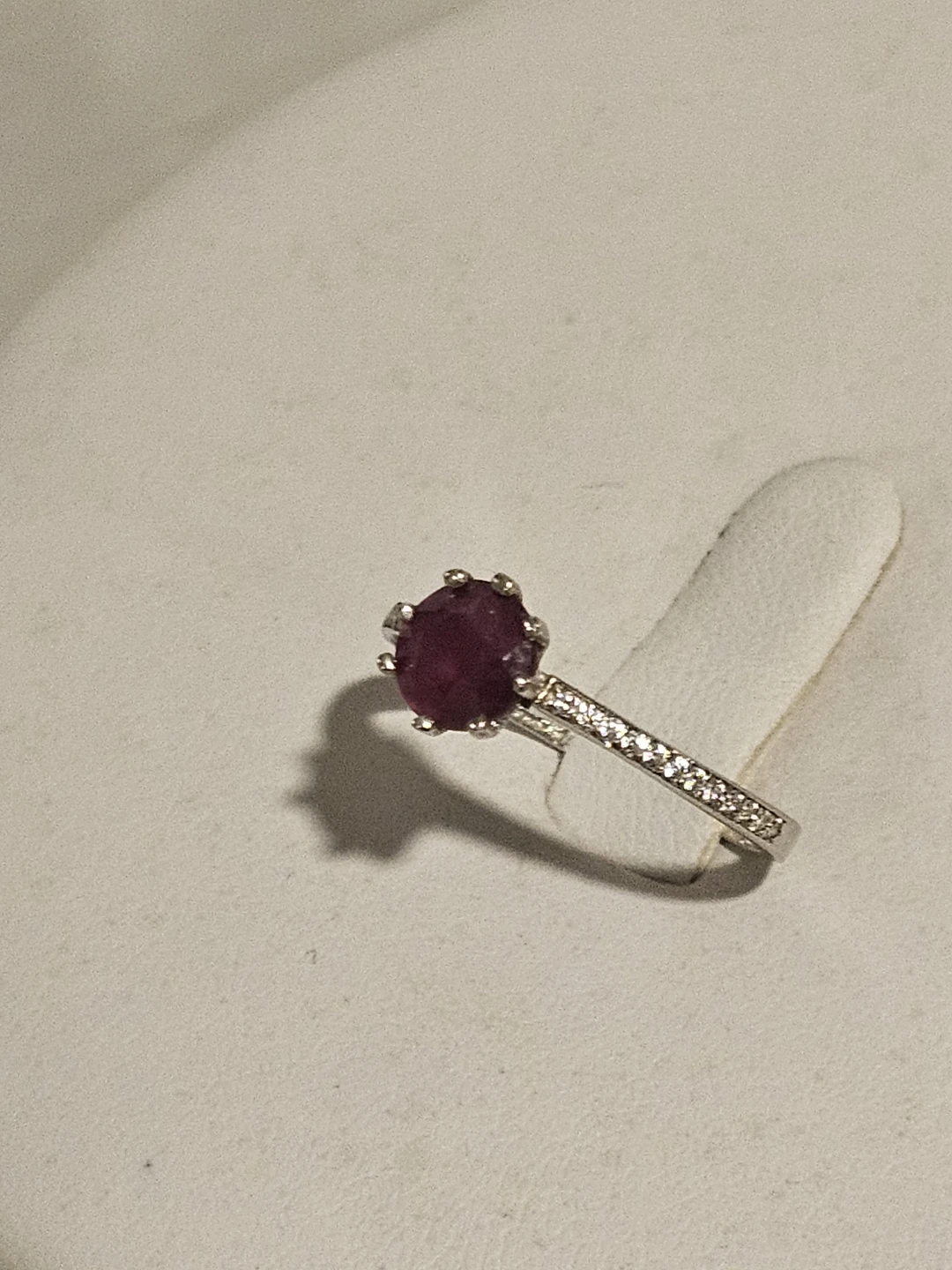 Ruby 925 Sterling Silver Ring Decorated wirh Simulated Diamonds - photo 4
