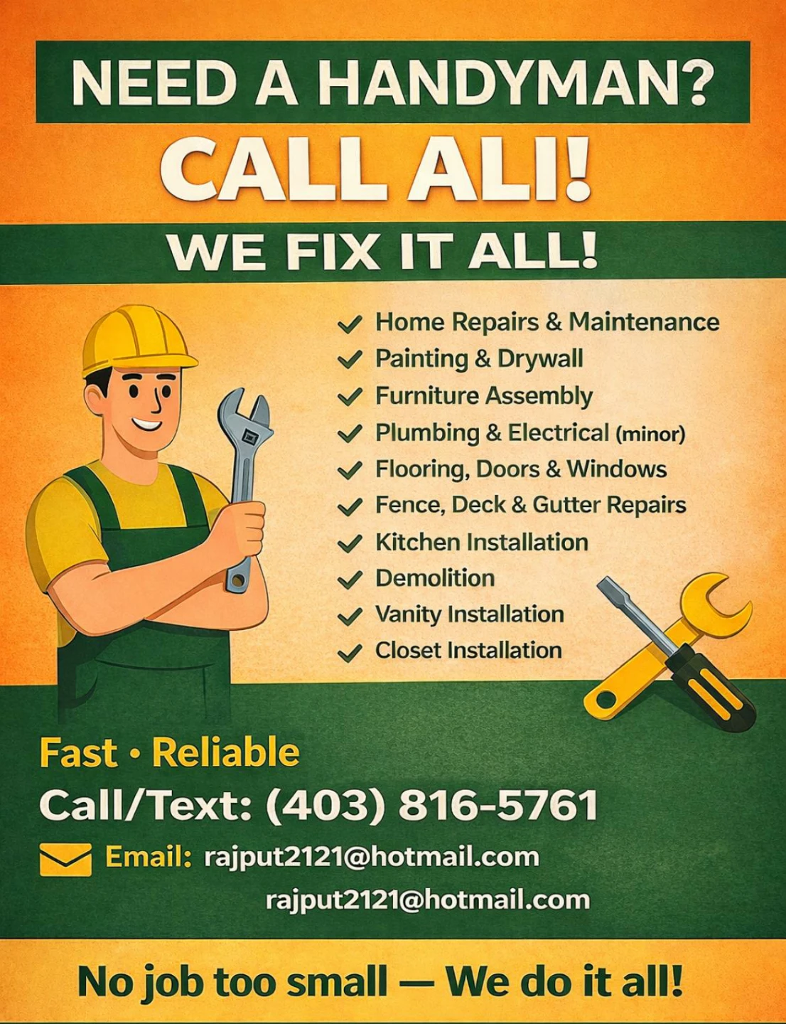 Handyman Services Available - Ali
