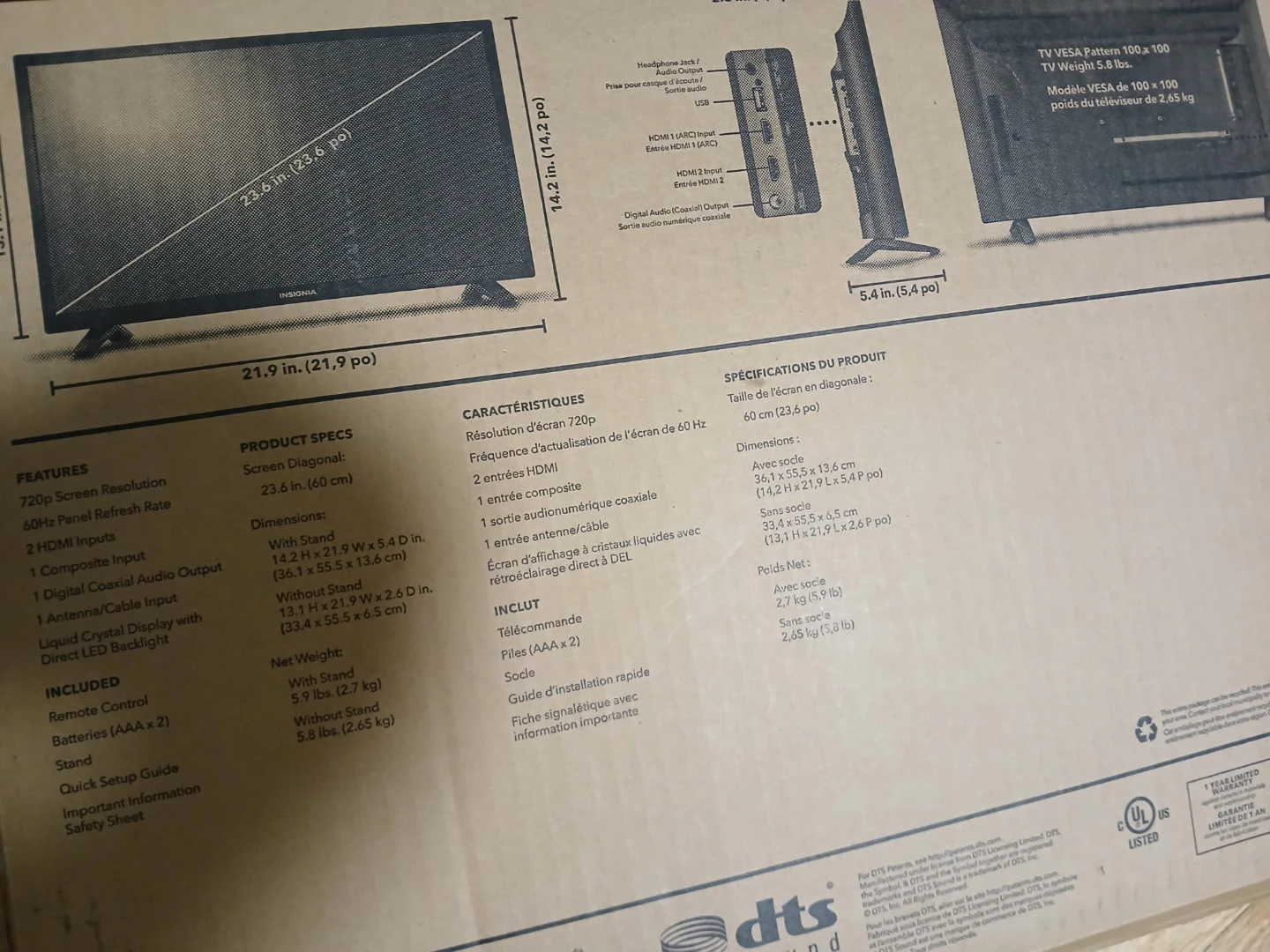Insignia 24" LED TV - Model NS-24D310NA17 - photo 3