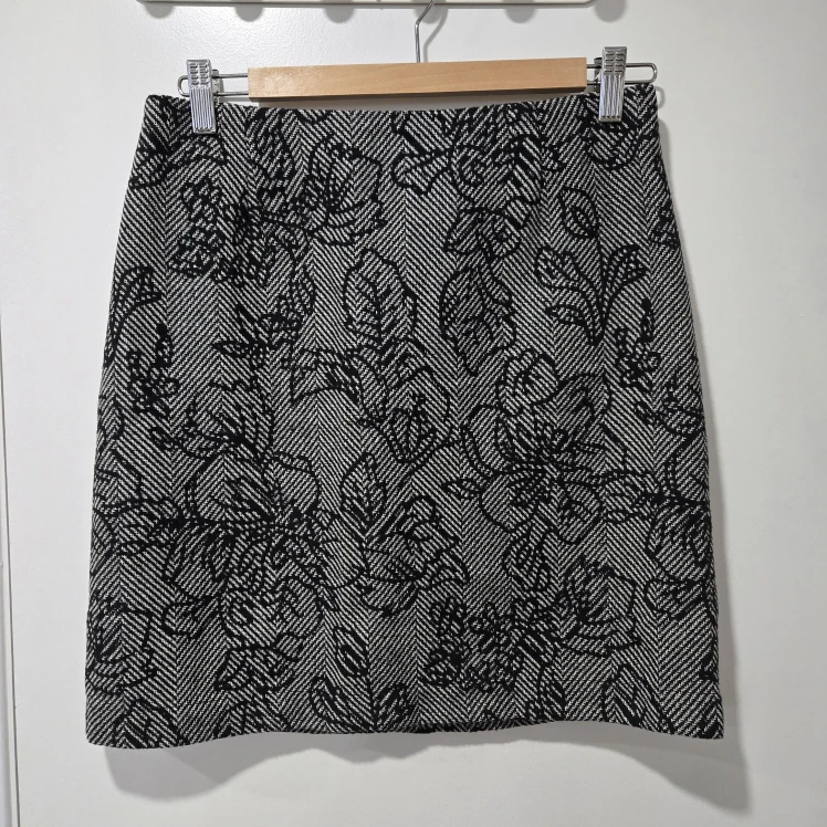 Joe Fresh Grey Floral Wool Skirt