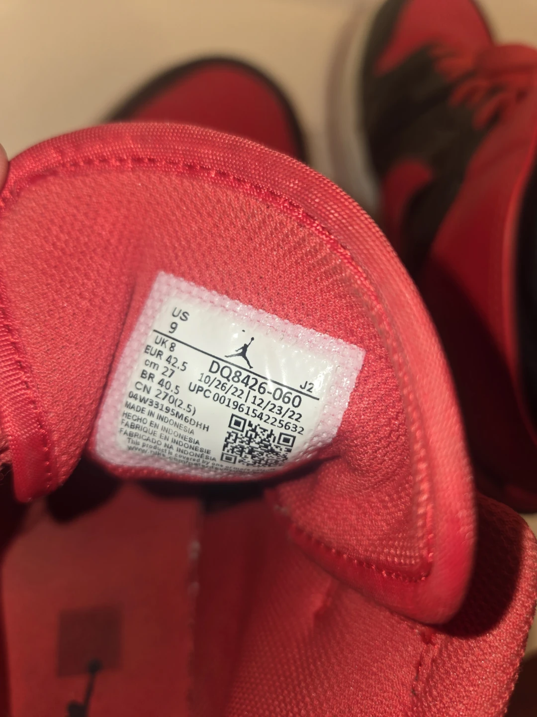 Air Jordan 1 Mid Black/Red US 9 Shoe - photo 3