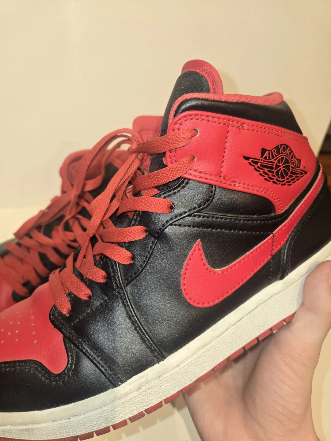 Air Jordan 1 Mid Black/Red US 9 Shoe - photo 4
