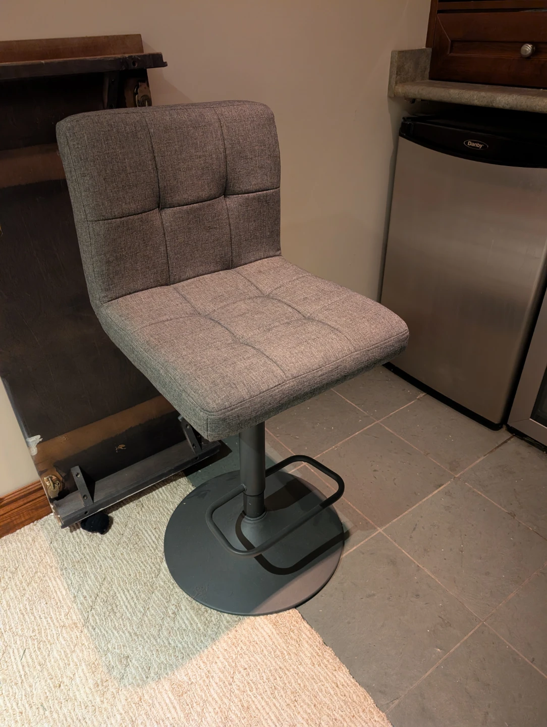 Grey Adjustable Height Bar Stool x 2
