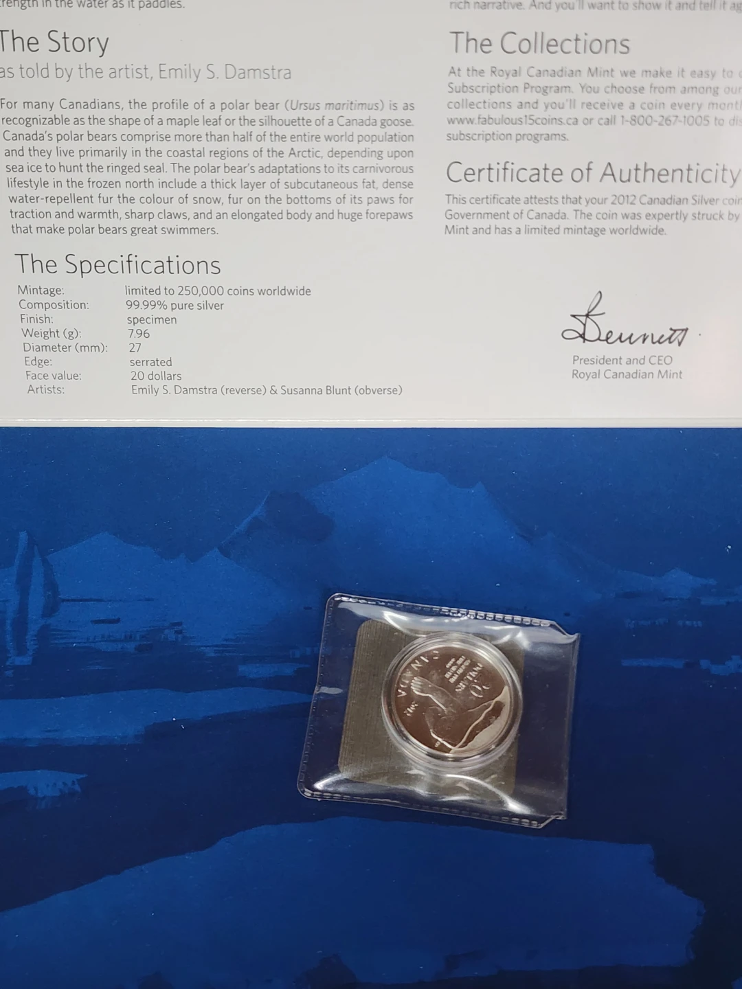 2012 Canadian Silver Coin - Polar Bear