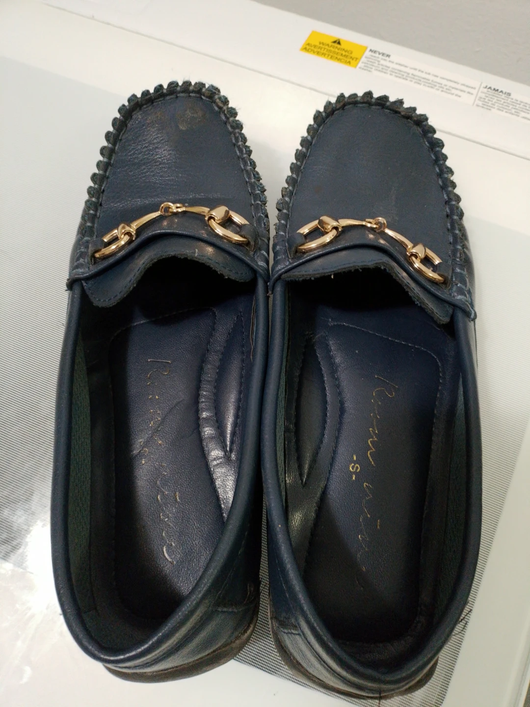 Navy Blue Leather Loafers youth 2 or 3 - photo 2