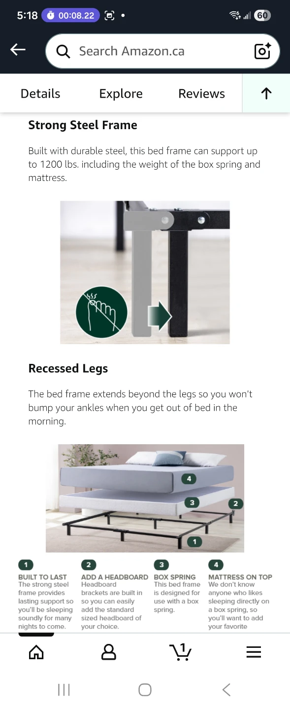 Zinus Queen Bed Frame- NEW - photo 5