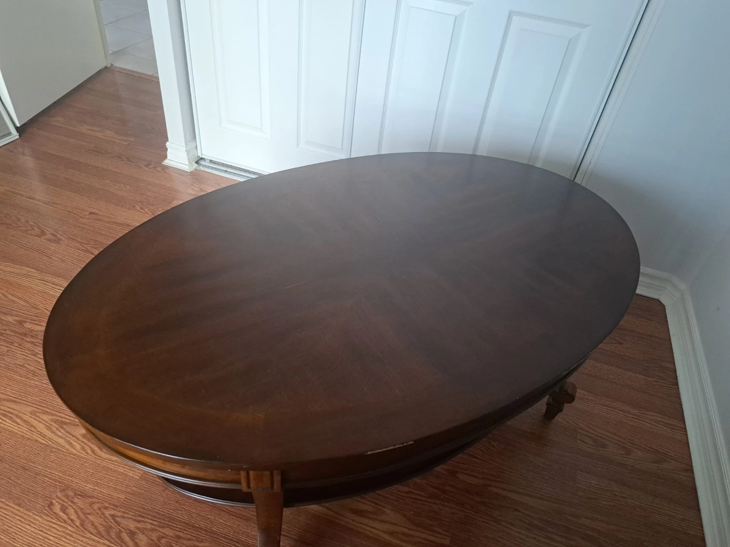 Dark Wood Oval Coffee Table with Lower Shelf - photo 3