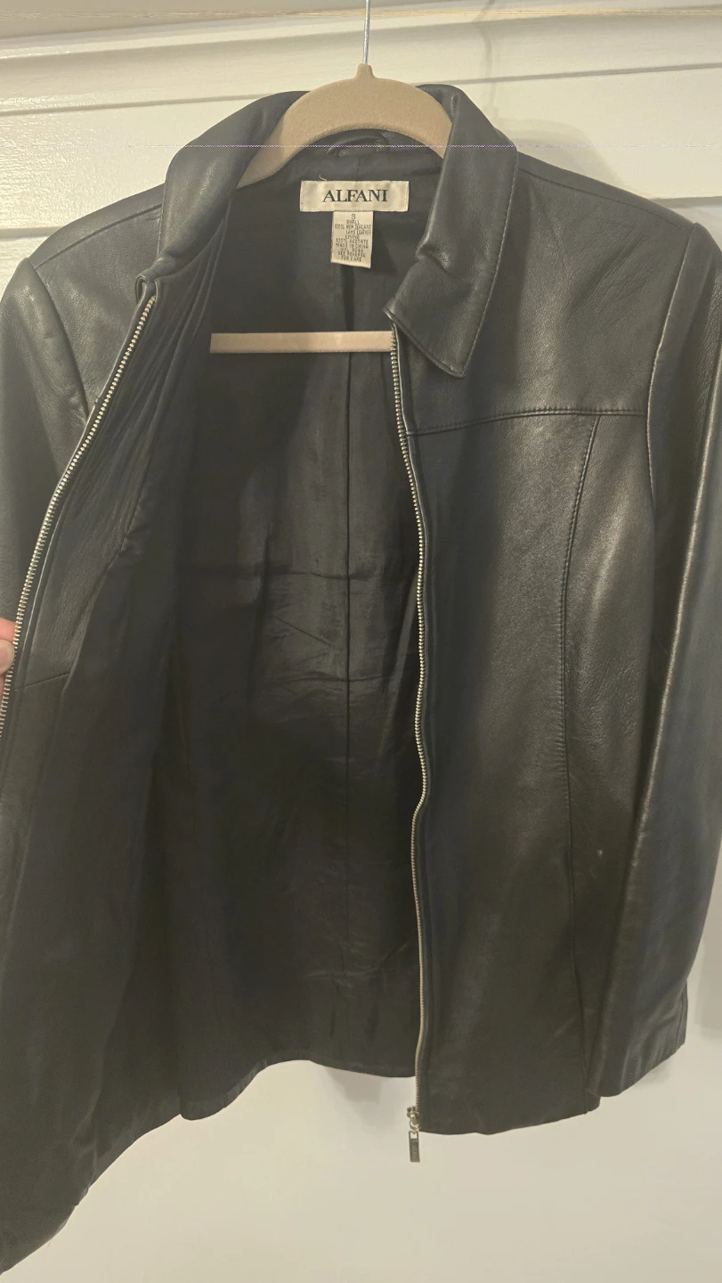 Alfani Black Leather Jacket - Size S - photo 5