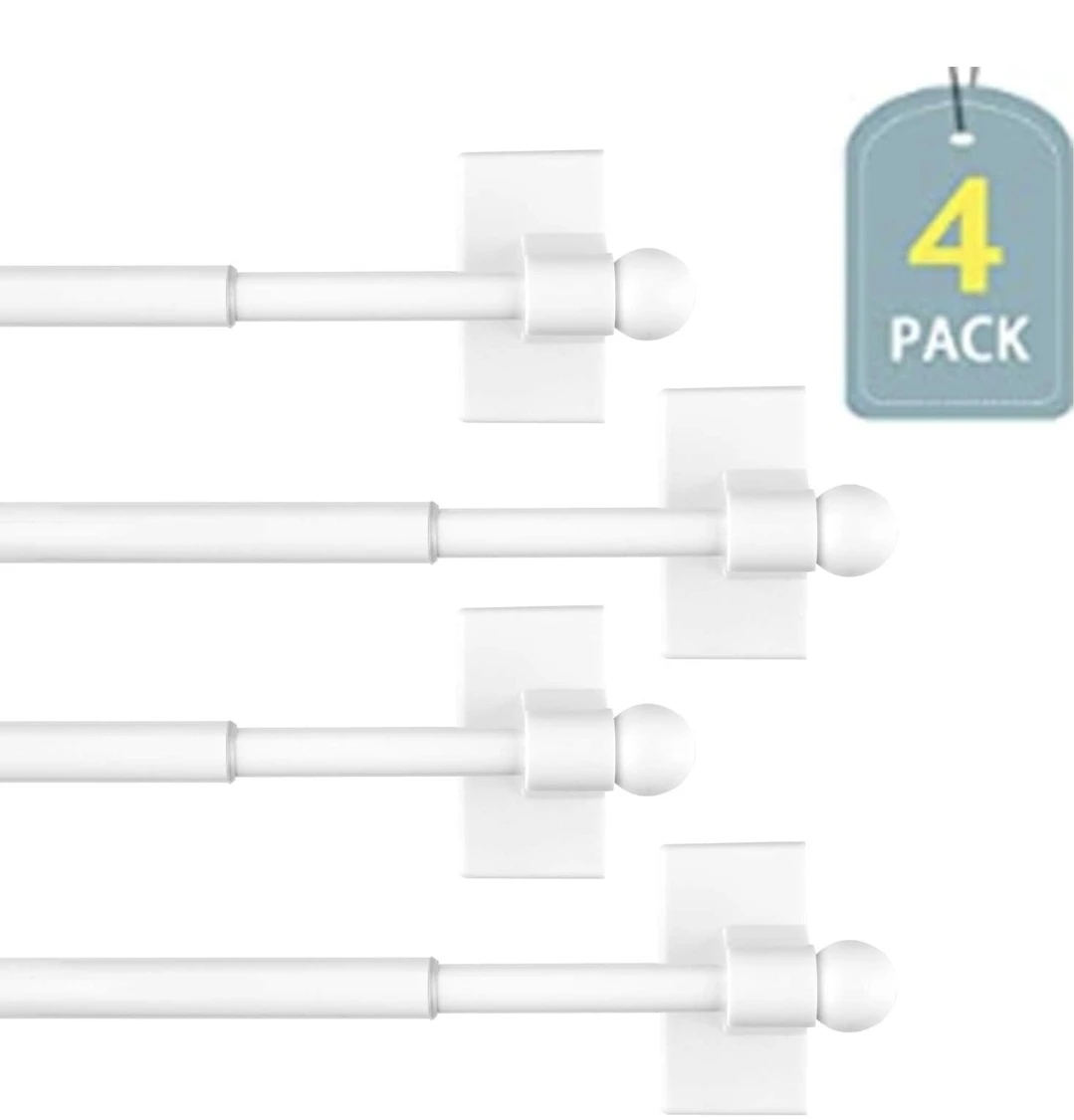 BOOM JOG Magnetic Curtain Rods - White, 4 Pack - photo 5