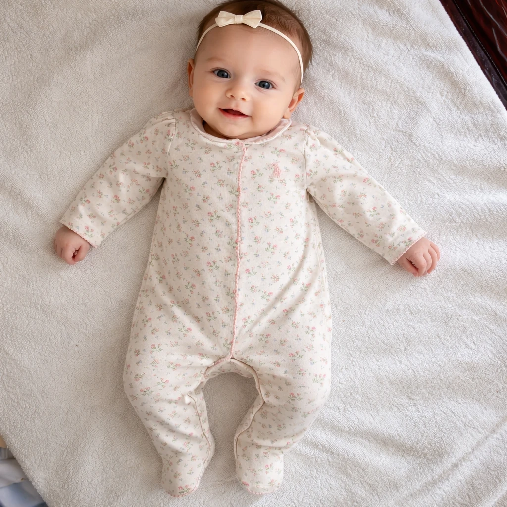 Ralph Lauren Baby Girls Floral Coverall Sleepsuit
