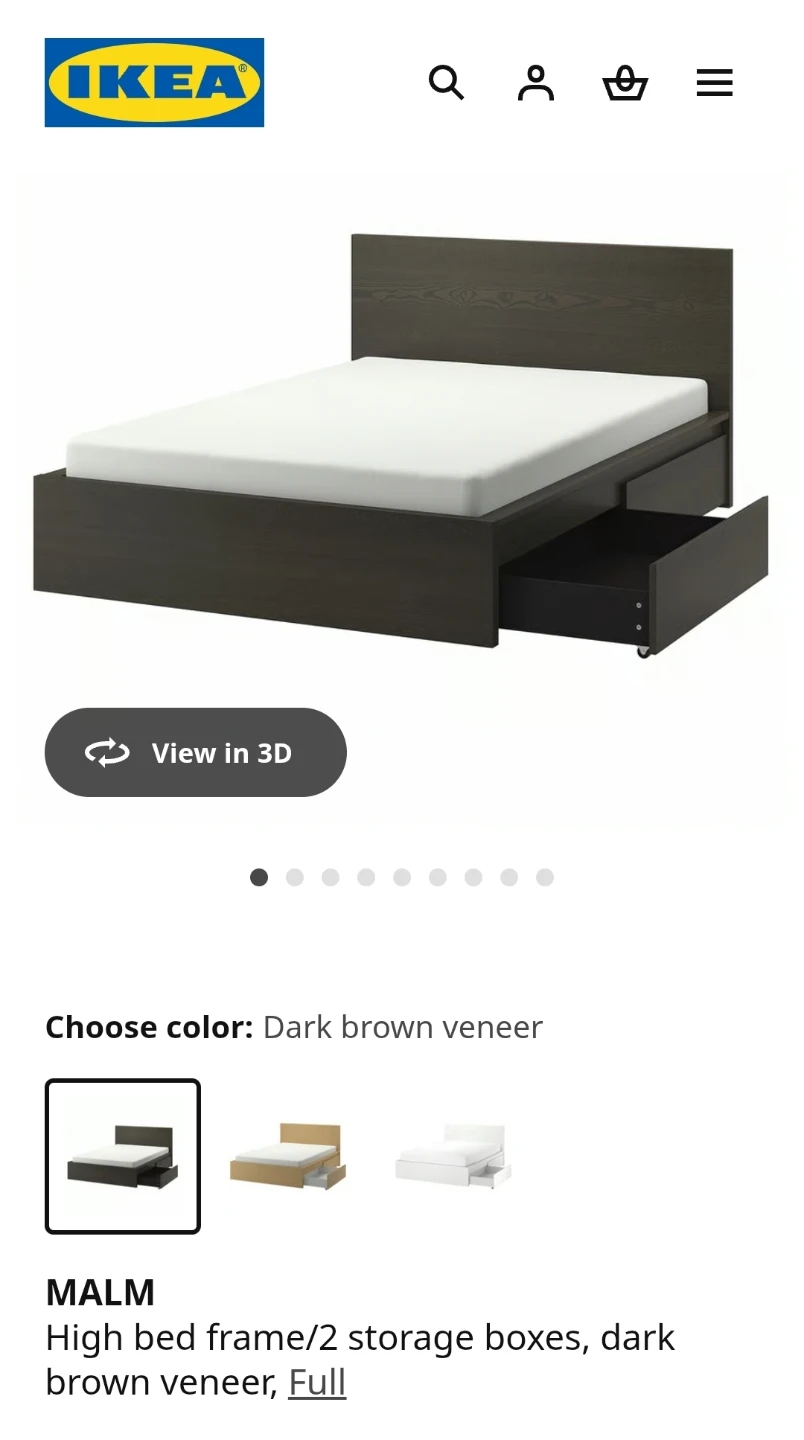 IKEA Malm Queen Size Bed Frame - Dark Brown - photo 3