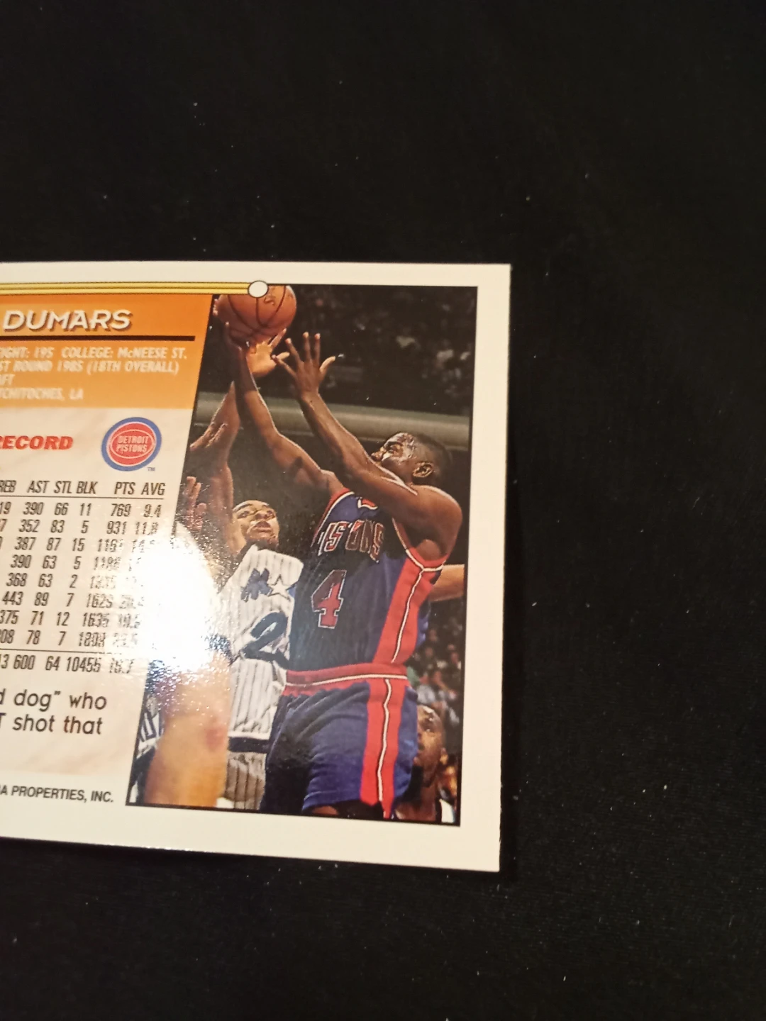 1994 Topps Joe Dumars Detroit Pistons Basketball Card #351 - photo 4
