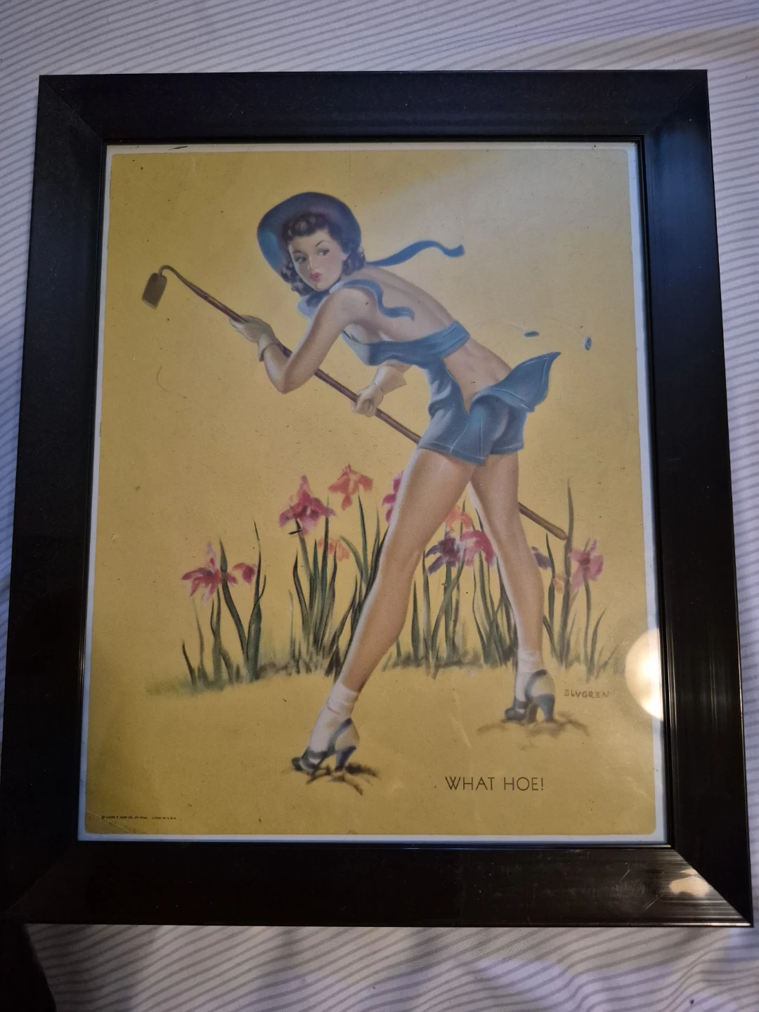 Framed "What Hoe!" Pin-up Art Print