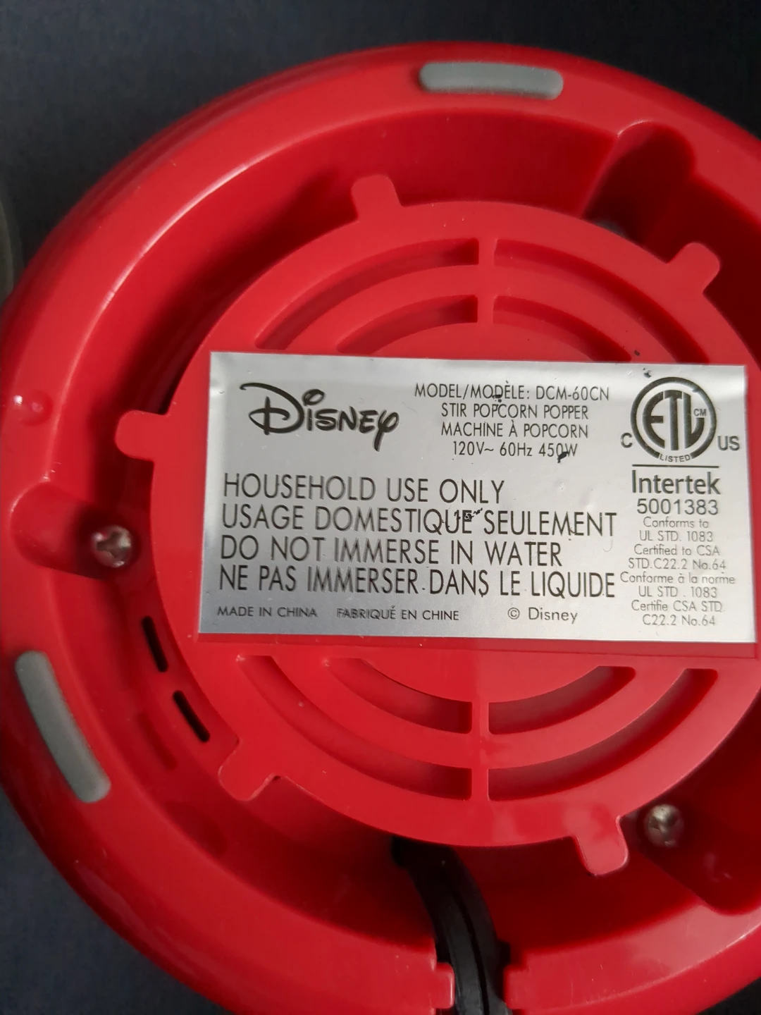 Disney Mickey Mouse Popcorn Popper