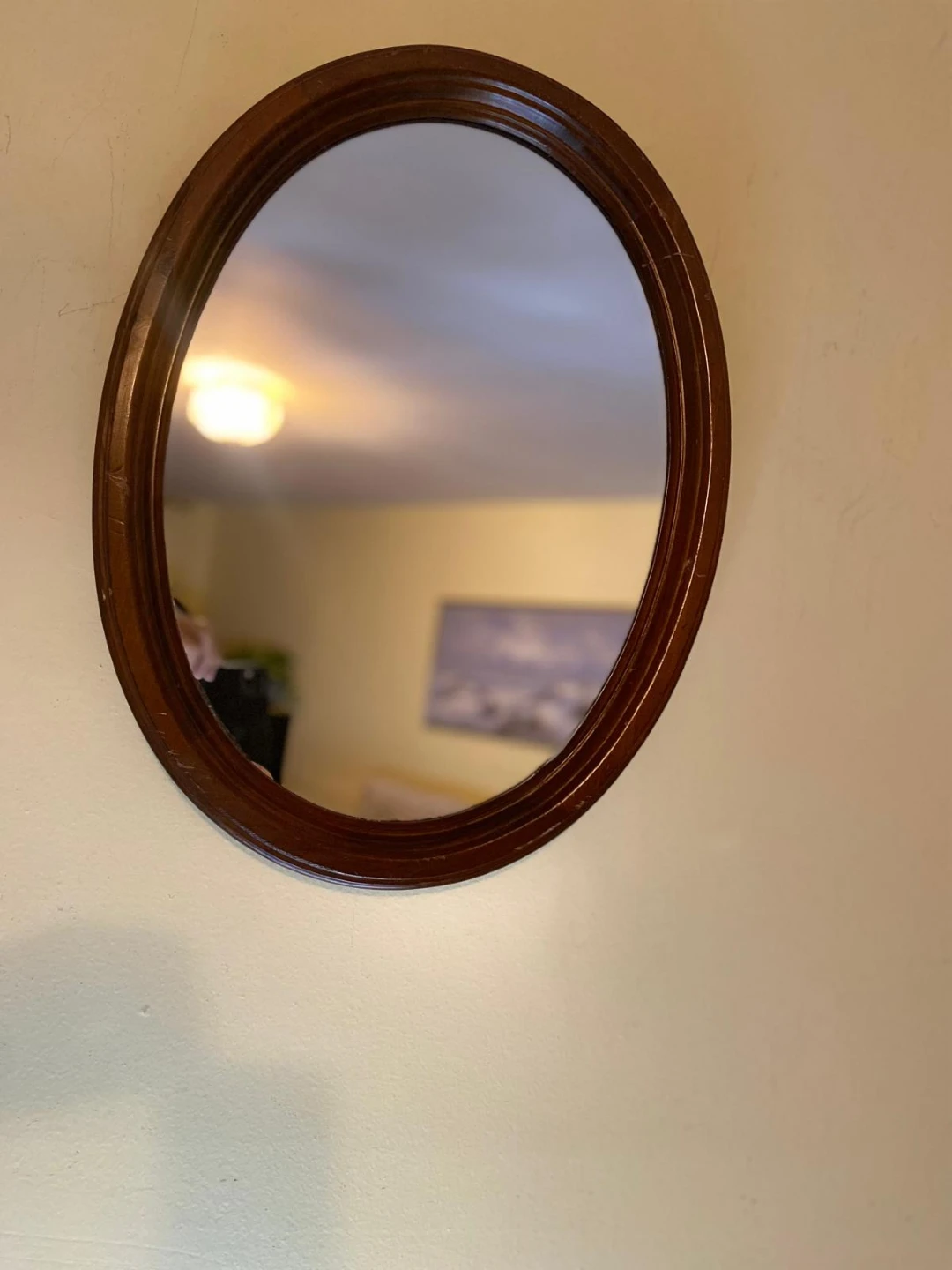Oval Wood Framed Mirror, 14" x 18" - photo 2
