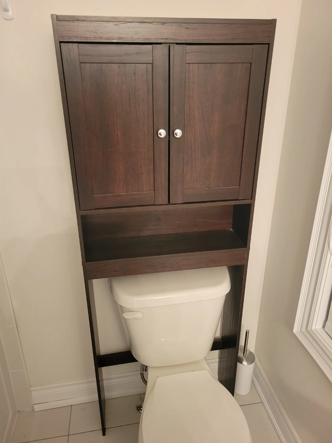 Dark Wood Over-the-Toilet Storage Cabinet