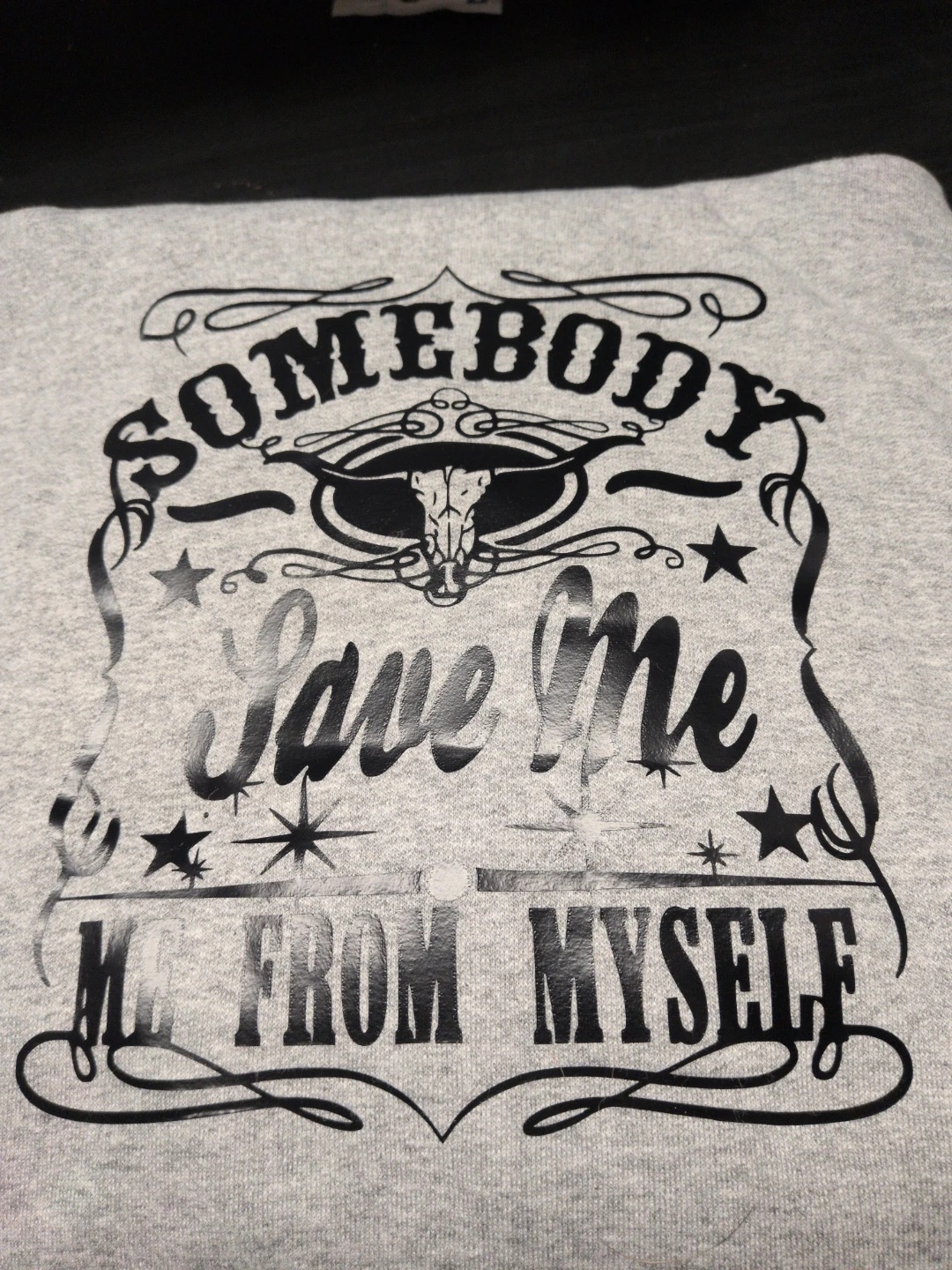 Grey Sweatshirt with Gold Graphic