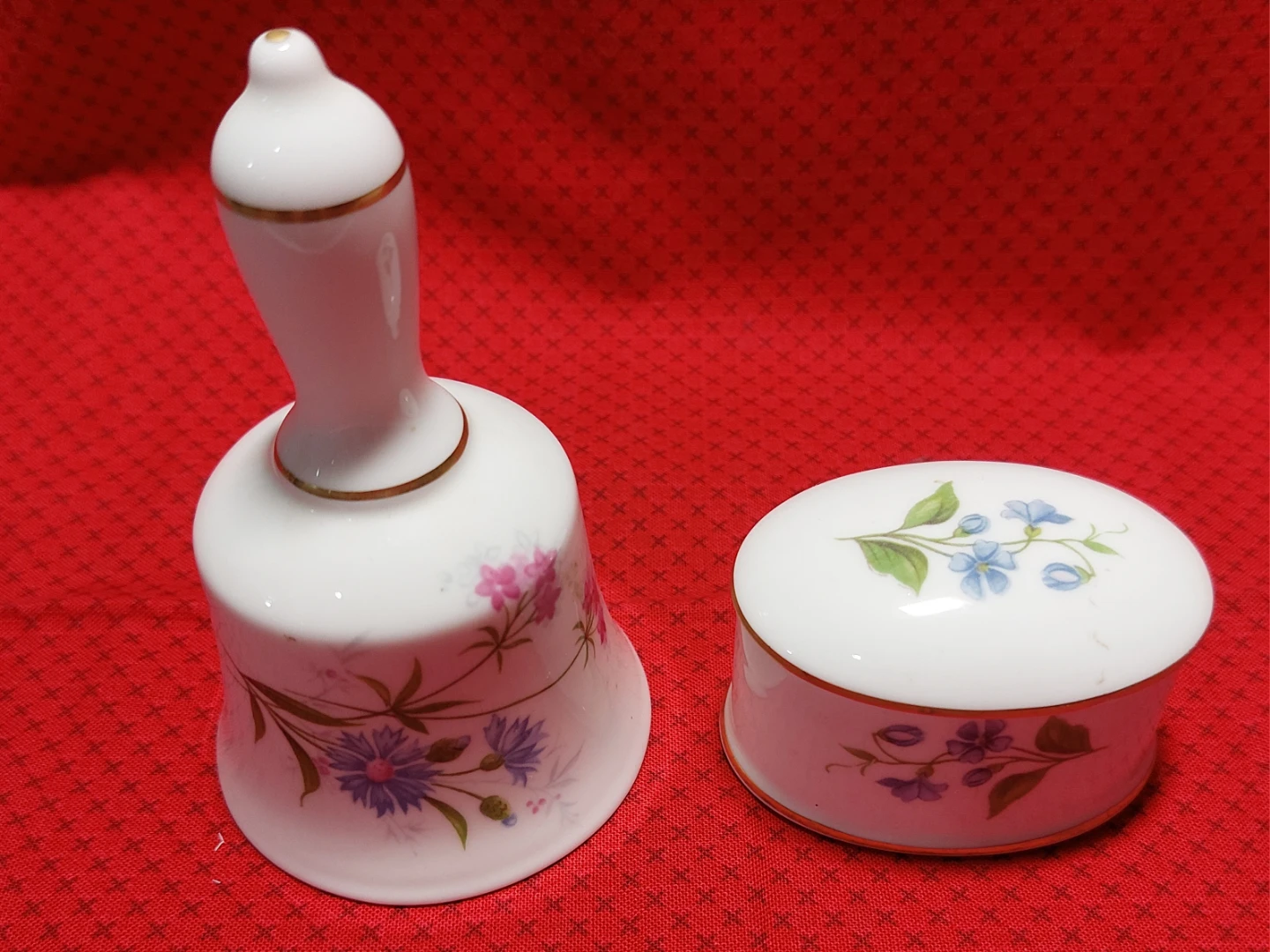 Vintage Aristocrat Bone China Bell & Trinket Box Set