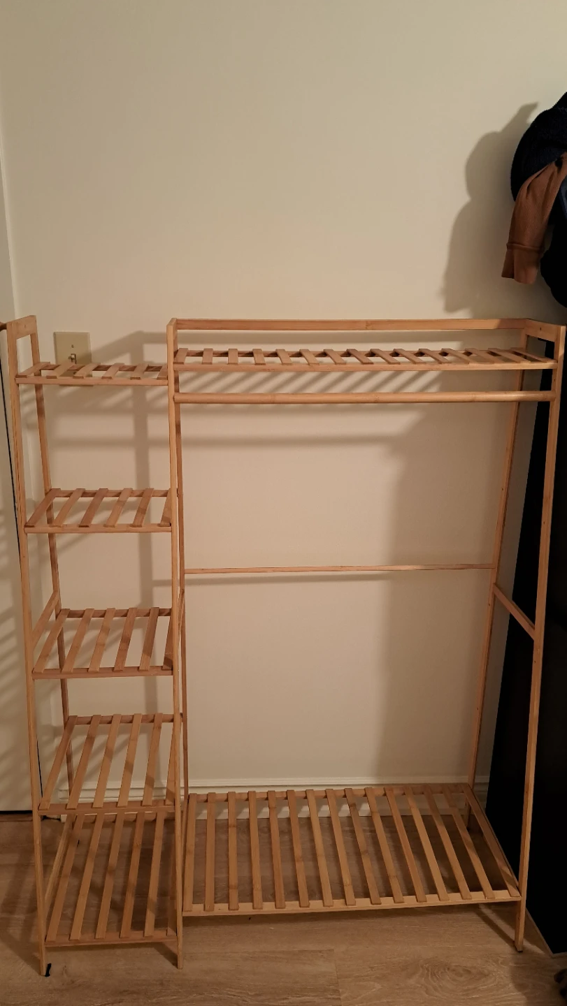 Wooden Clothes Rack with Shelves