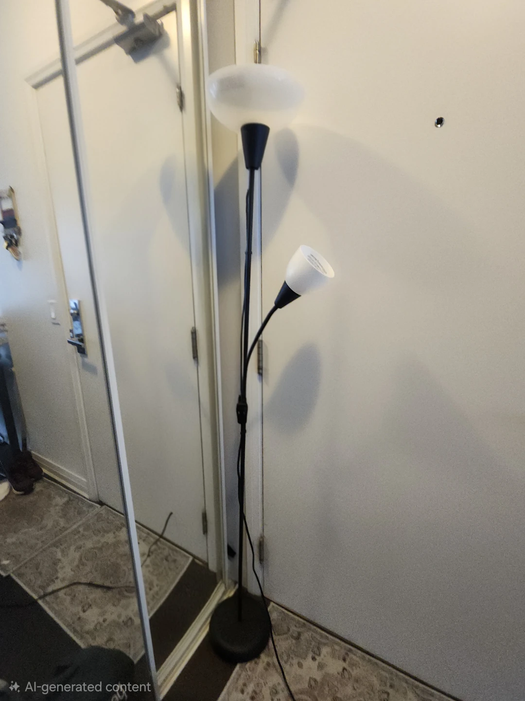 Black Floor Lamp with Two Lights