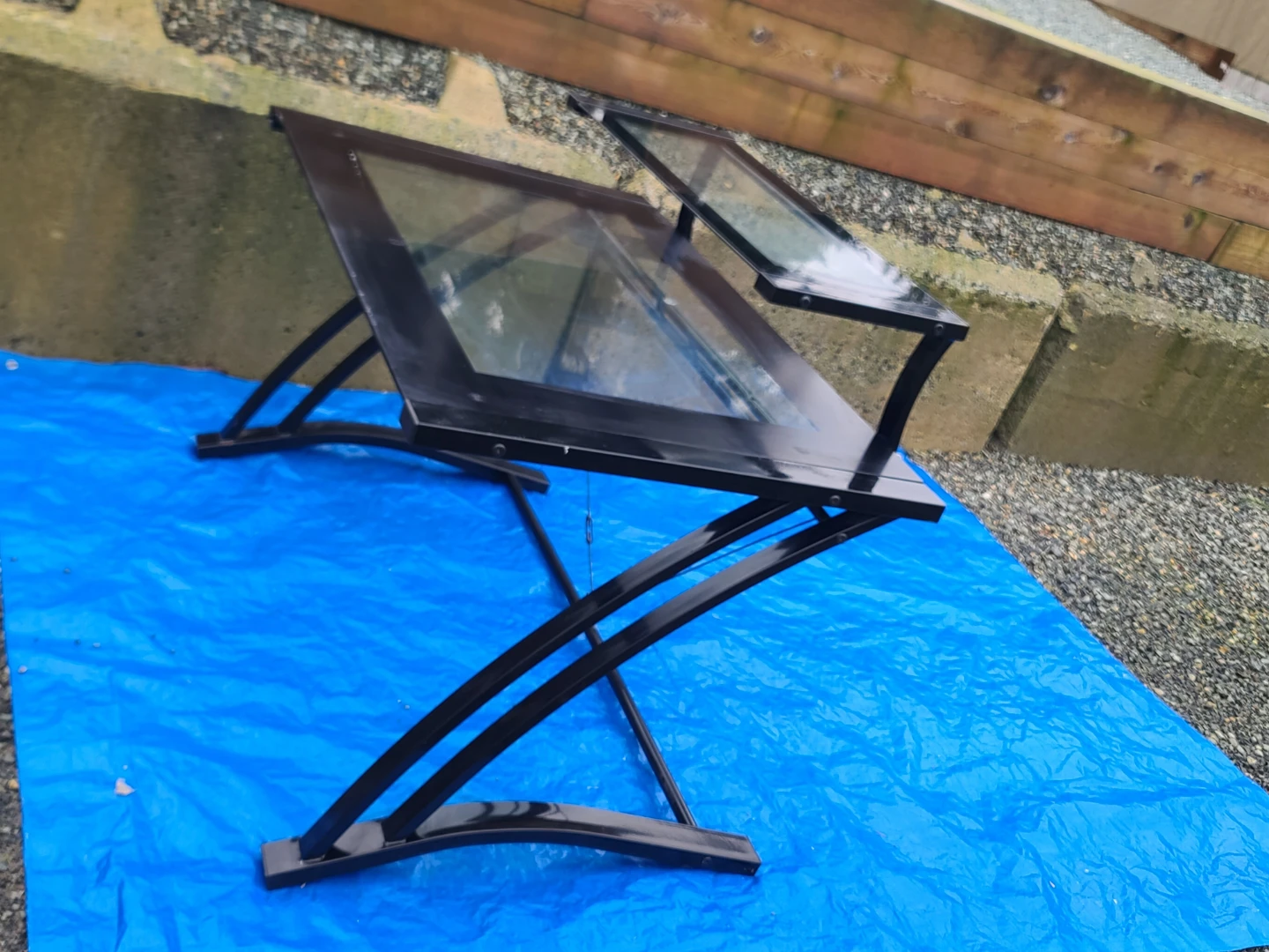 Black Glass Top Drafting Table - photo 2