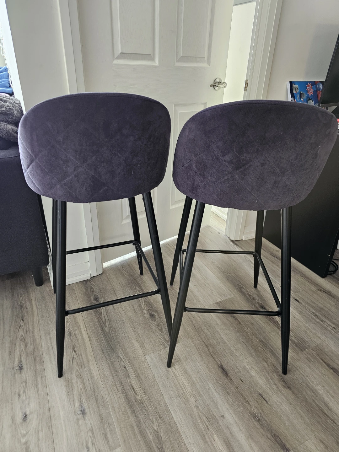 Set of 2 Bar Stools Dark bluish grey color - photo 2