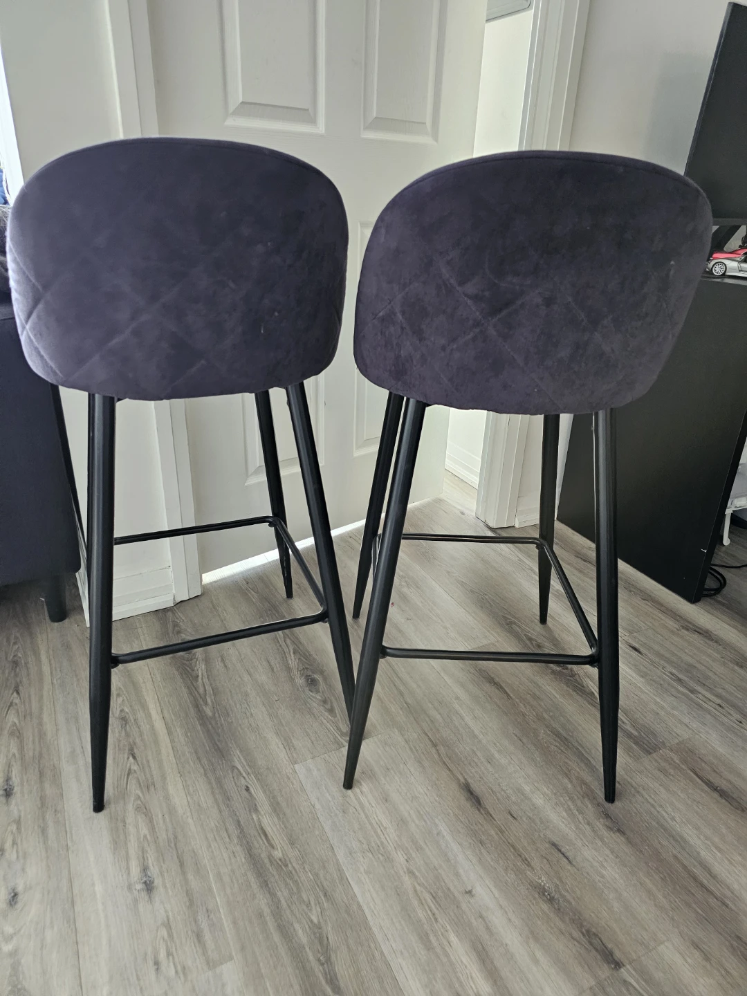 Set of 2 Bar Stools Dark bluish grey color - photo 4