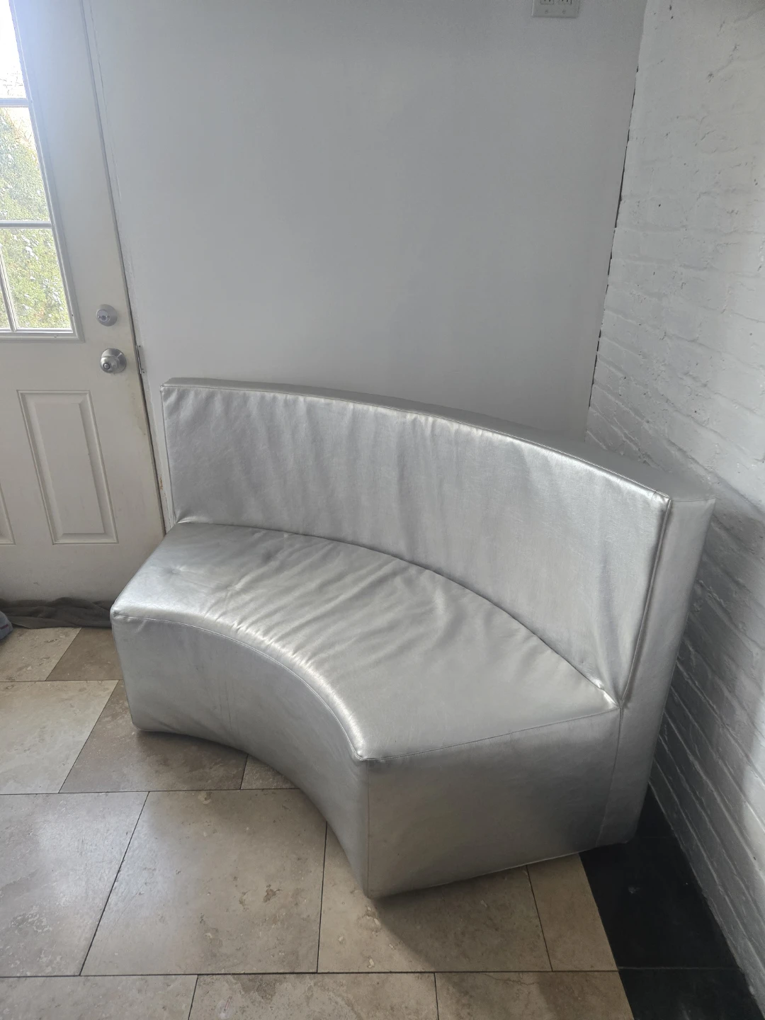 Silver Curved Bench