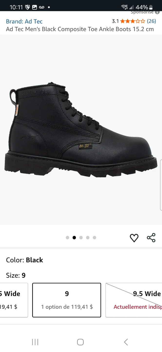 Ad Tec Black Composite Toe Ankle Boots - Size 9 - photo 3
