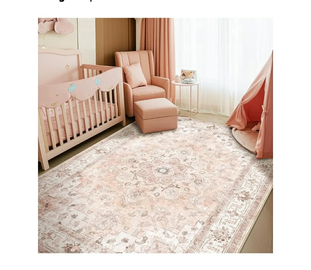 Area Rug - 59x83 Inches - Pink/Beige