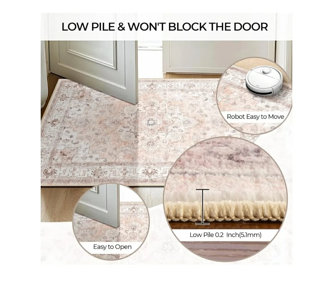 Area Rug - 59x83 Inches - Pink/Beige - photo 3