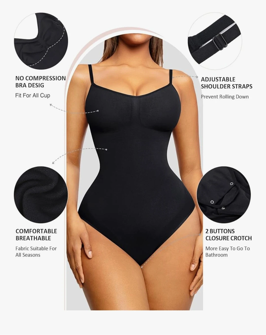 M/L-FeelinGirl Shapewear Bodysuit Tummy Control Body - photo 3