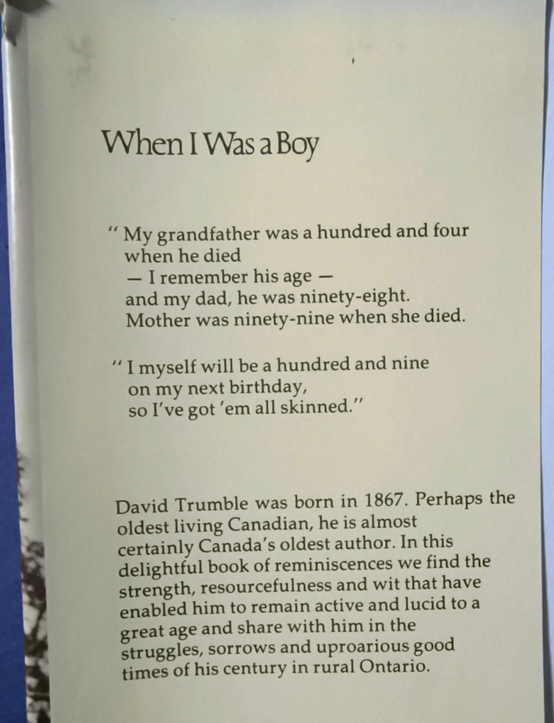 When I Was a Boy by David Trumble, First edition 1976, Hardcover - photo 3