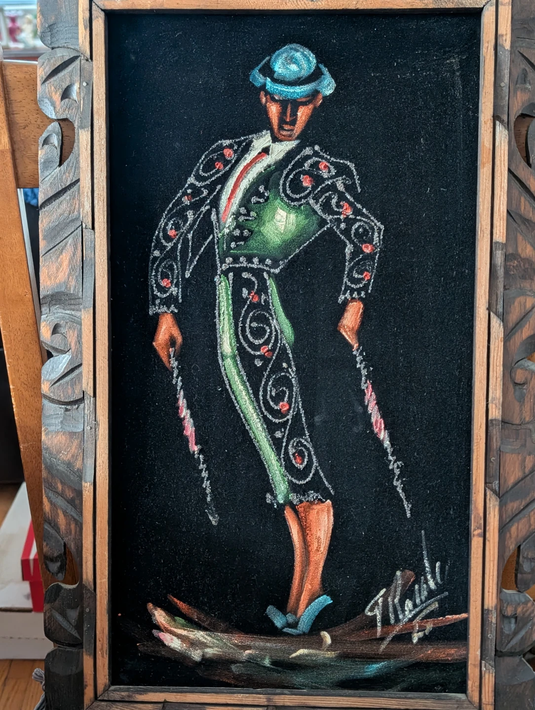 Vintage Velvet Painting of Matador - photo 3