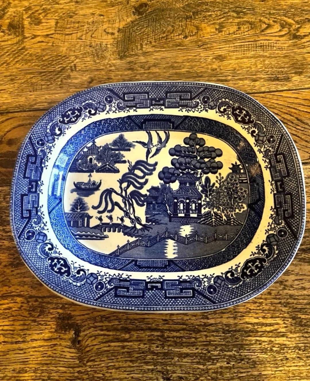 Vintage Blue Willow Serving Platter