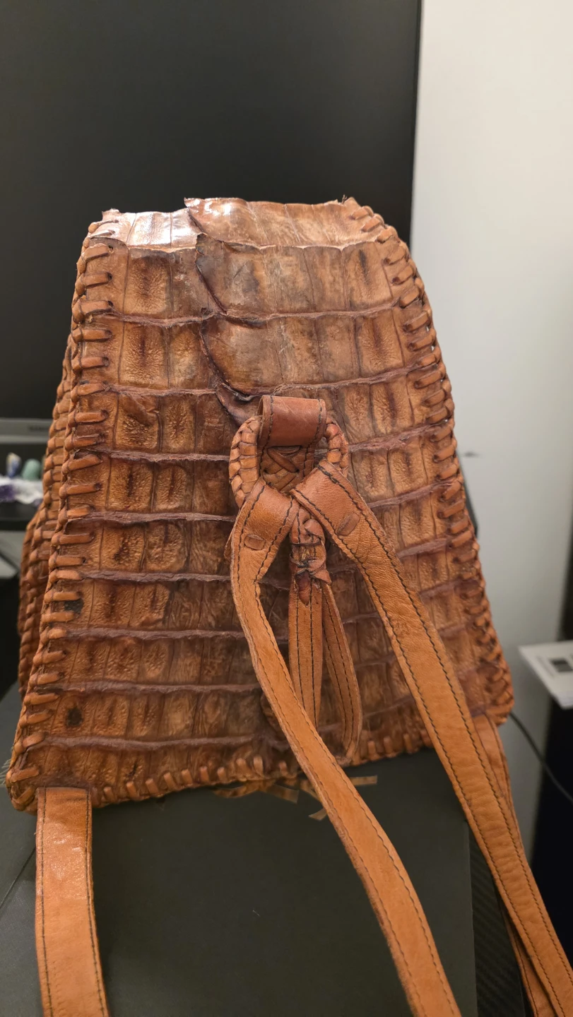 Leather hand made Crocodile Backpack from,  Guyana South America - photo 2