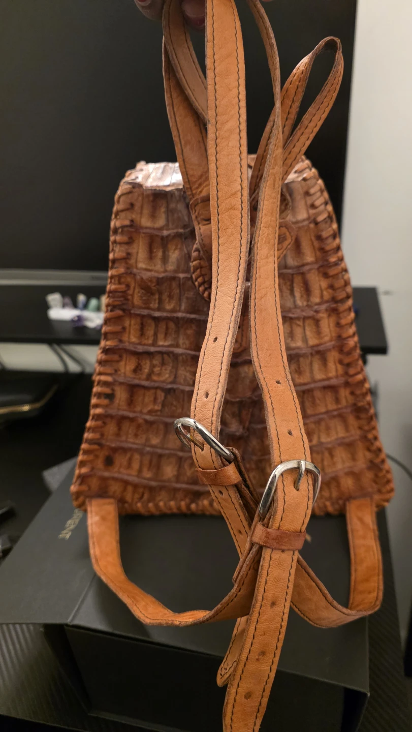 Leather hand made Crocodile Backpack from,  Guyana South America - photo 3