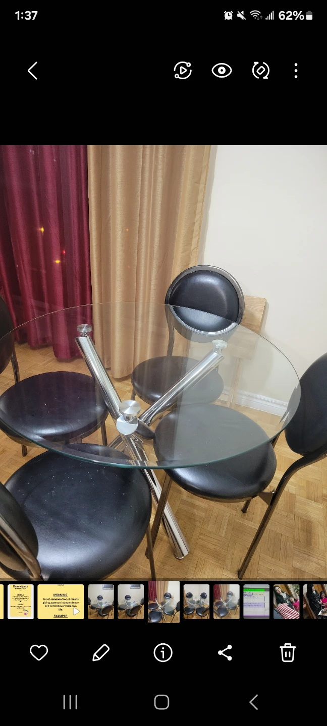 Glass Top Dining Table with 4 Black Chairs