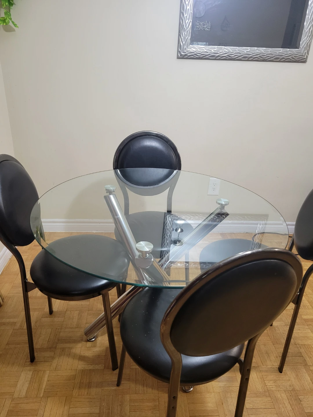 Glass Top Dining Table with 4 Black Chairs - photo 3