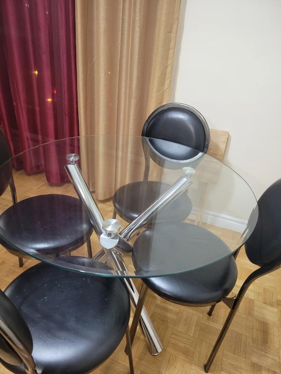 Glass Top Dining Table with 4 Black Chairs - photo 4