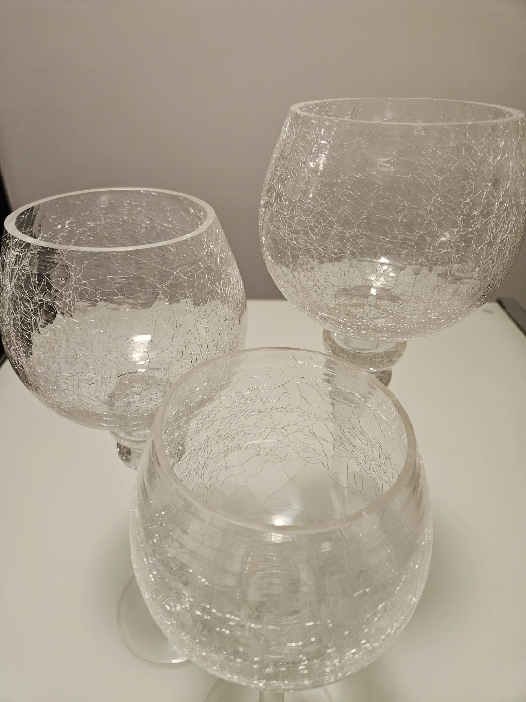 Crackled Glass Goblet Candle Holders (Set of 3)- MOVING SALE! - photo 2