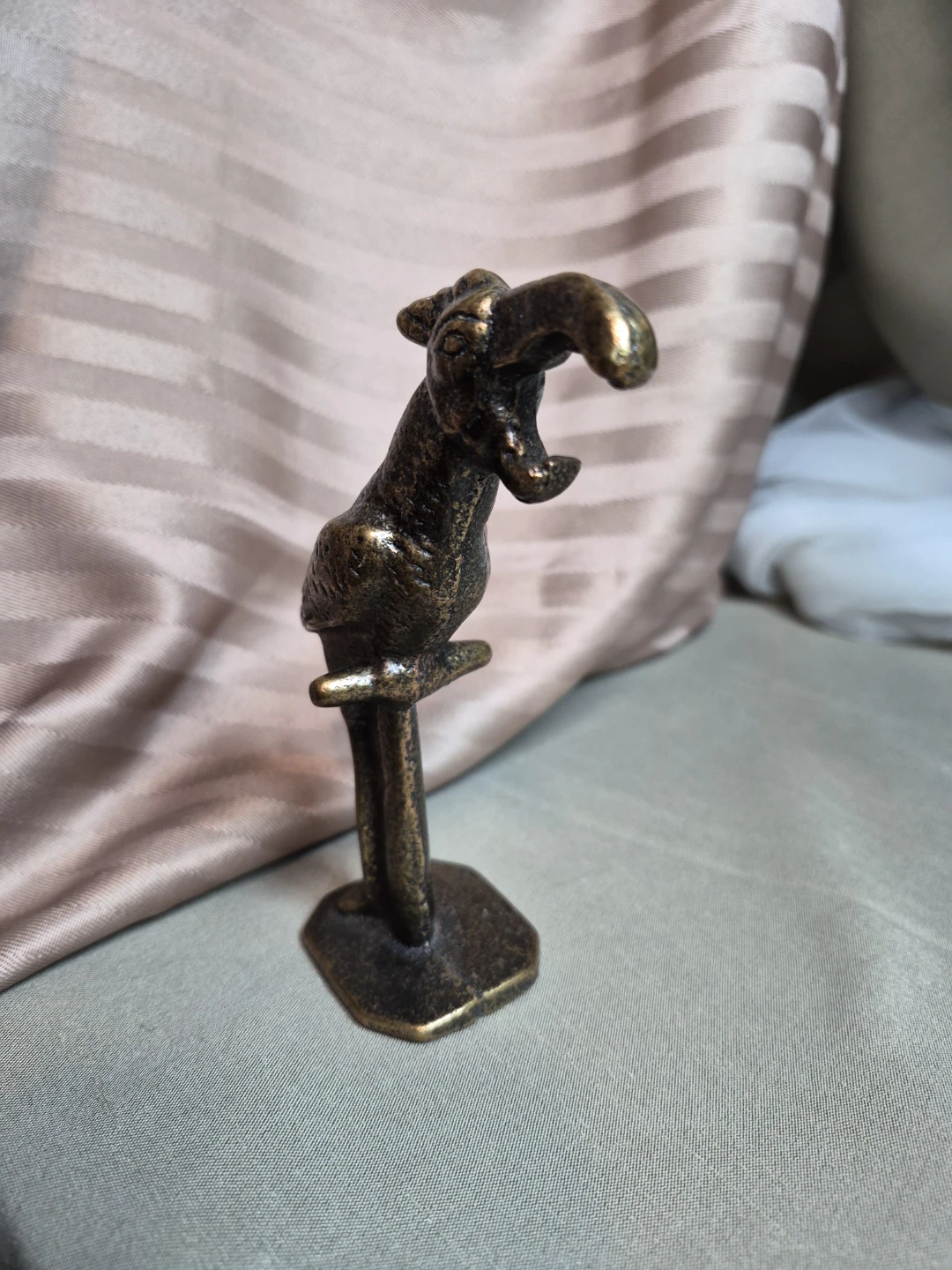 Solid Vintage Brass Parrot Bottle Opener On Perch 5" Tall - photo 3