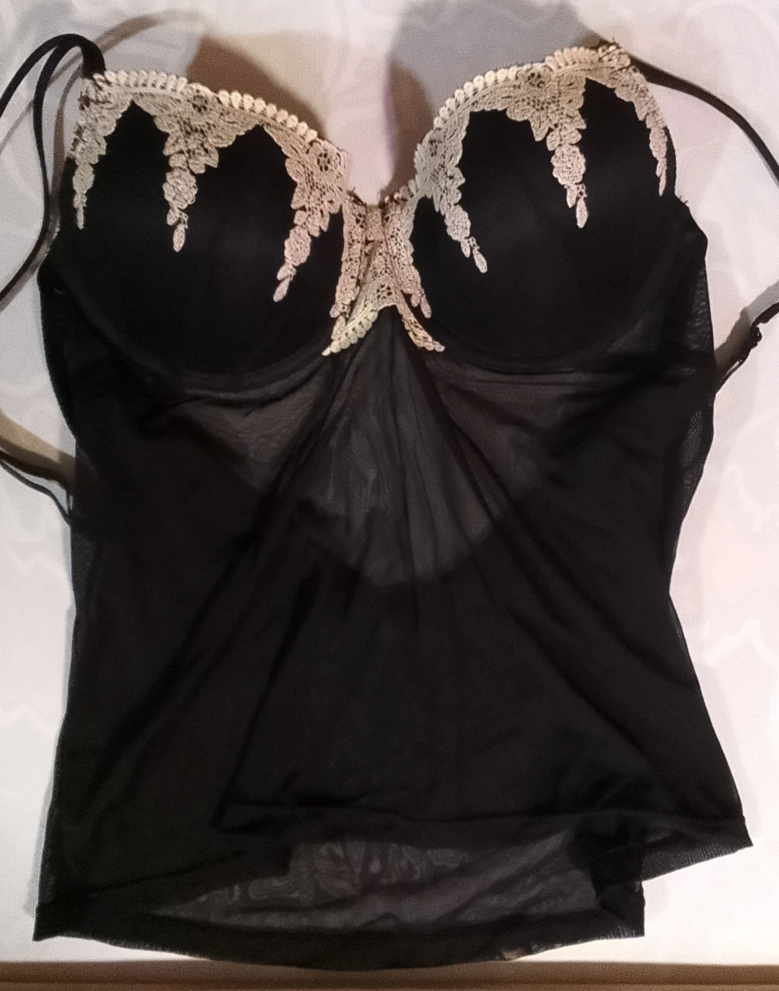 Black Lingerie Top with Lace Trim