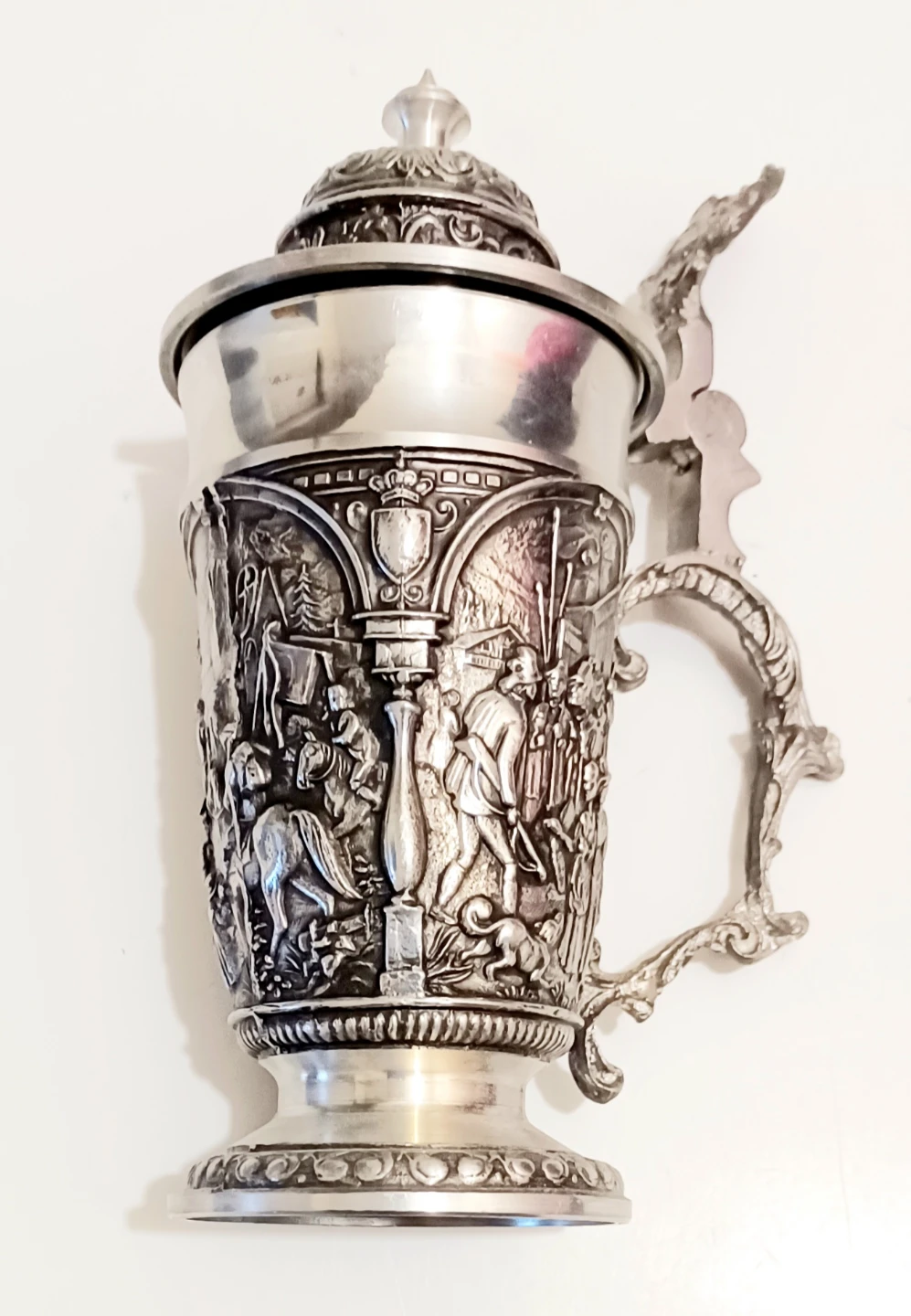 Vtg.Unique Pewter German Scene Beer Stein - photo 5