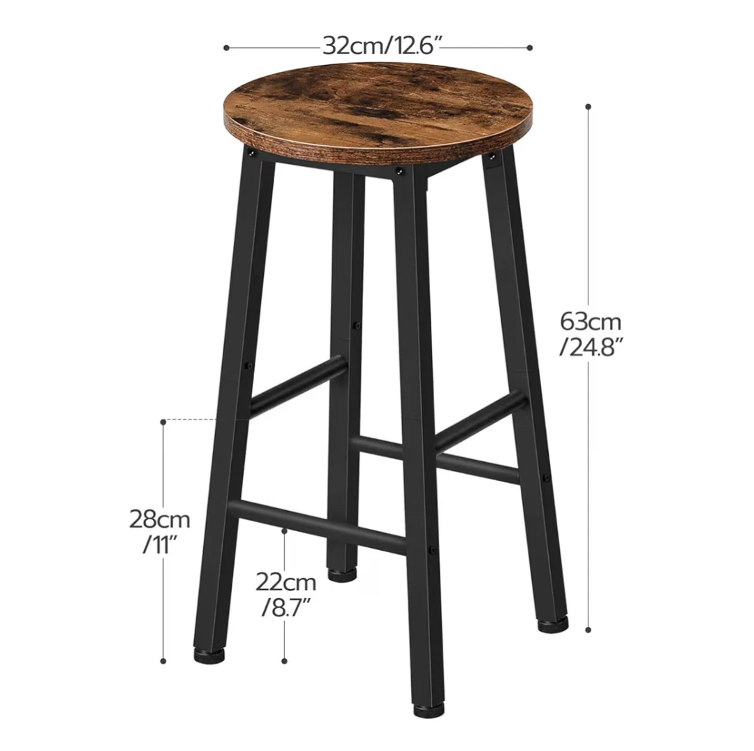Set of 2 Bar Stools - Brown & Black - photo 2