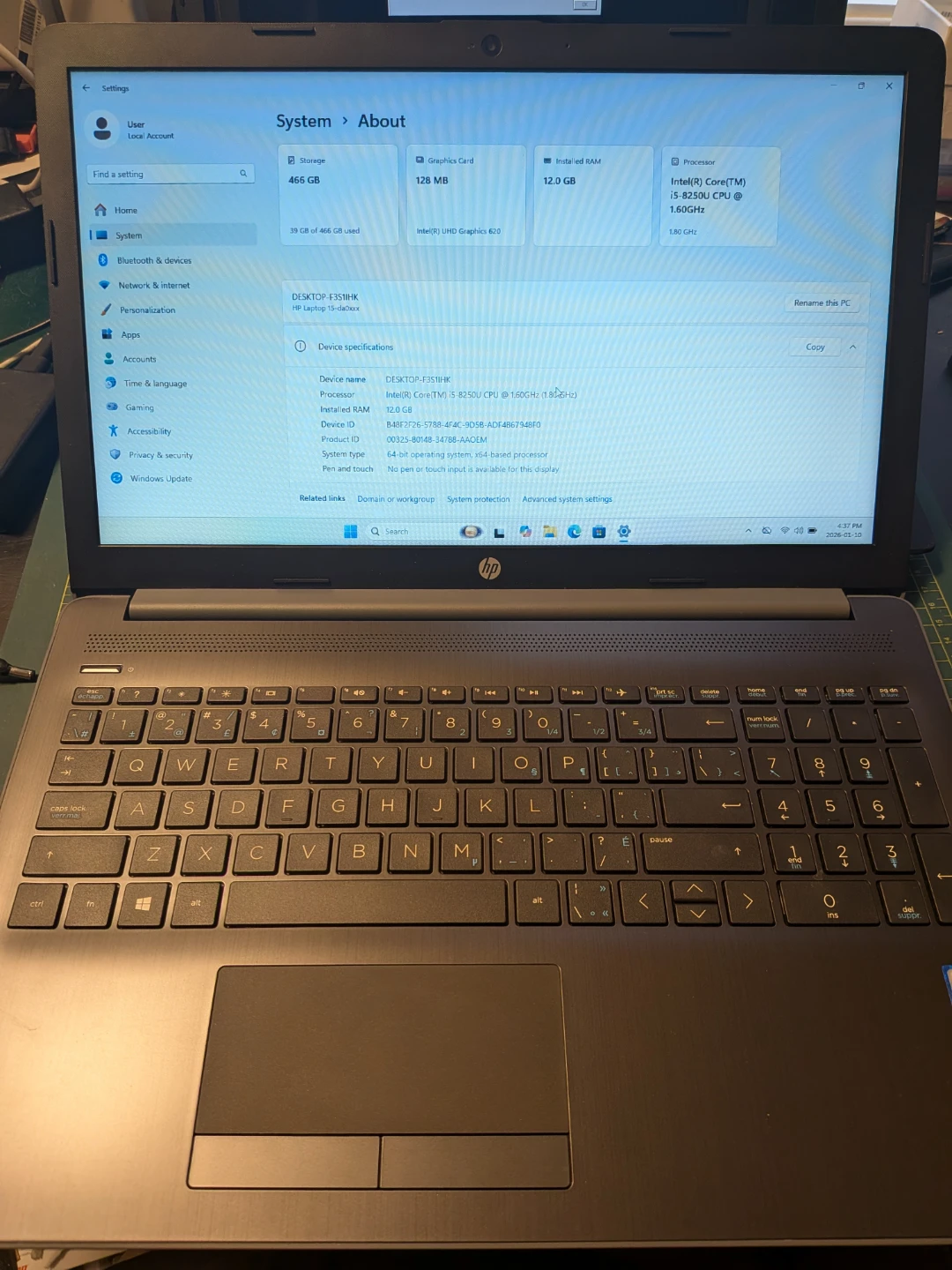 8th Gen i5 HP Laptop, 500GB SSD, Windows 11