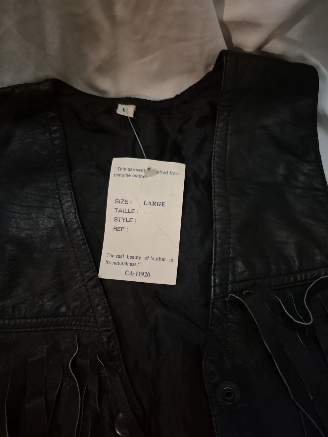 Fringed Leather Vest - Size Large - photo 2
