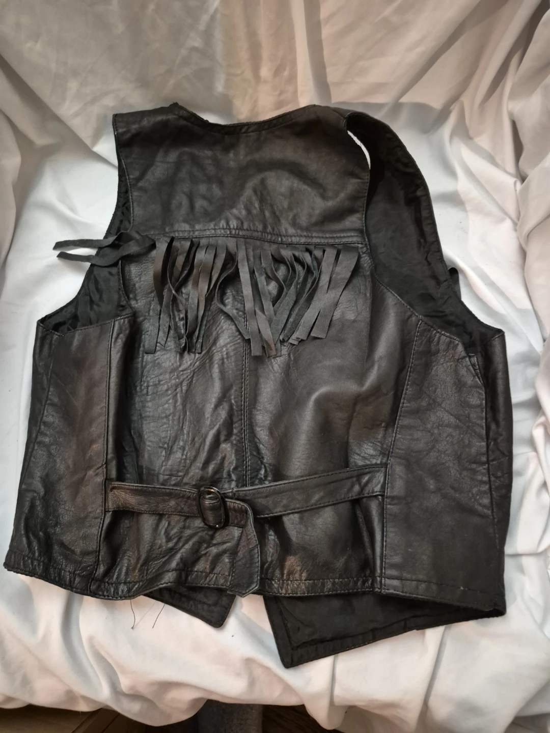 Fringed Leather Vest - Size Large - photo 3