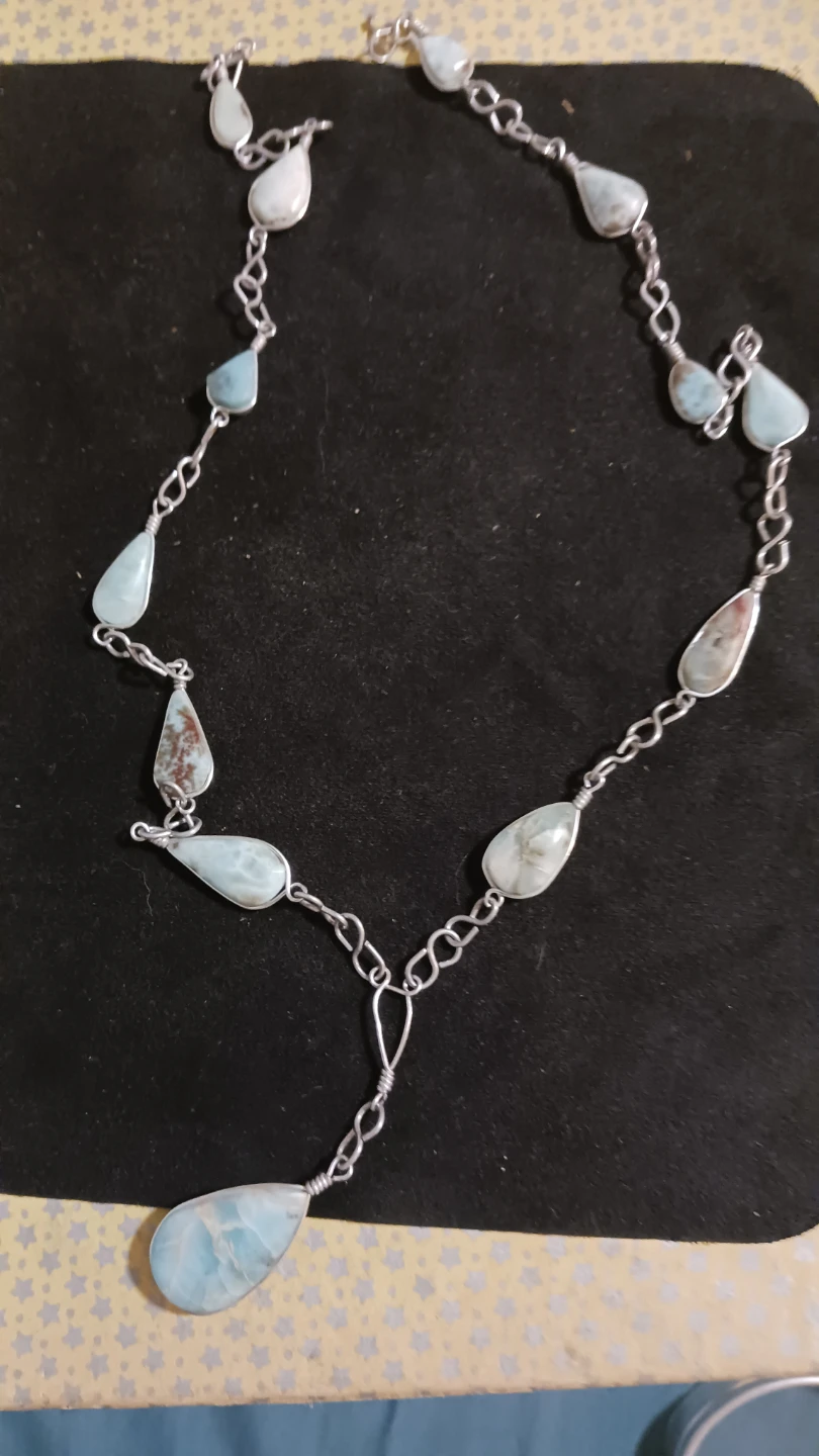 Handmade Larimar, Sterling Silver Necklace