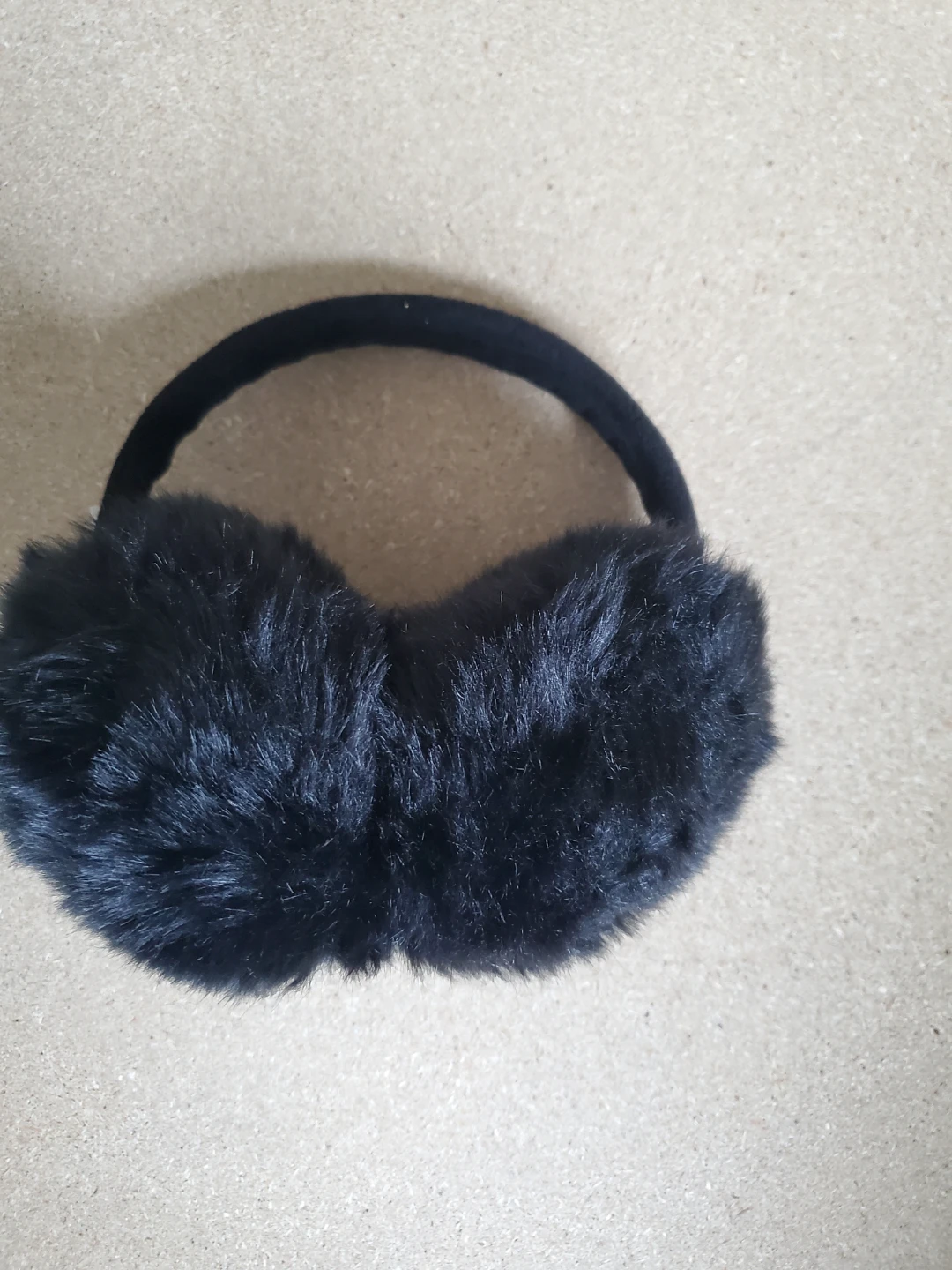 Black Plush Earmuffs with Earphone Design